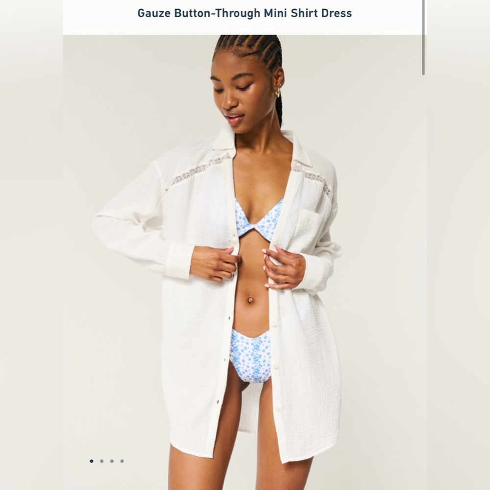 White Button-Through Mini Shirt Dress ONLY SHIRT DRESS
